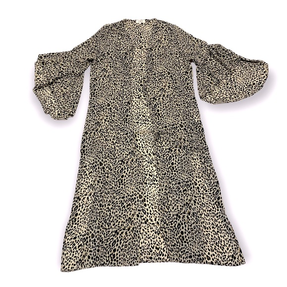 🎉HP🎉 Umgee Animal Print Chiffon Bell Sleeve Long Kimono Open Front Side Slit - Picture 14 of 15